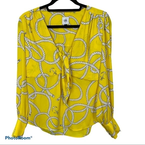 NWT - Cabi Yellow and White Nautical Blouse 🌼 - Picture 6 of 10